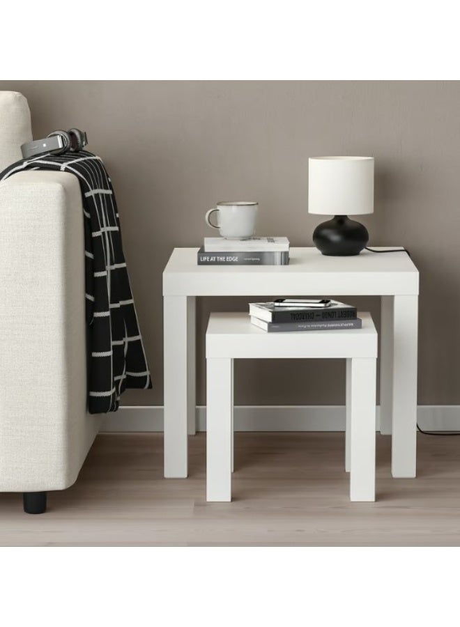 طقم طاولات متداخلة، مكون من قطعتين، أبيض - Image 3